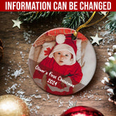 Personalized Baby's First Christmas Custom Photo Ceramic Ornaments 2024 for Newborn Baby Boy Baby Girl Keepsake Christmas Decoration New Baby Circle Ornaments