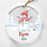 Personalized Snowman Christmas Custom Name Acrylic Ornament 2024 for Family Lovers Christmas Xmas Snowman Ornament Memories