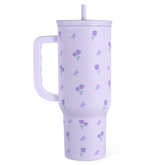 Floral 40oz Tumbler with Handle and Straw – Tulip Insulated Stainless Steel Travel Coffee Mug for Women Girls,  Floral Gift Idea for Birthday Christmas Mothers Day