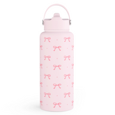 Pink Bow Water Bottle Stainless Steel Insulated Vacuum 32oz with Lid, Gifts for Women Girls Teens Birthday Christmas