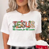 Sandjest Christmas T-Shirt Jesus the Reason for the Season Gift for Women Friend Xmas Gifts Idea