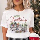 Sandjest Merry Christmas Gnome T-shirt for Friends Girl Women Xmas Gift