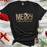 Sandjest Merry Christmas T-Shirt Leopard Style Christmas Family Shirt Holiday Gift for Women Girl