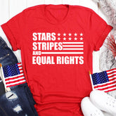 Sandjest Patriotic T-Shirt Us Flag Star Stripe and Equal Right Gift for Men Women Veteran Patriots