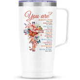 SANDJEST Christian Gifts for Women Faith Bible Inspirational Tumbler with Handle 20oz Tumblers Coffee Travel Mug Cup Inspirational Gifts for Women Friends Mom Birthday Christmas