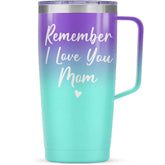 SANDJEST Mom Tumbler with Handle 20oz Stainless Steel Insulated Coffee Travel Mug Cup Moms Tumblers Gifts for Mother Mama Mommy from Daughter Son Gift for Mothers Birthday Christmas