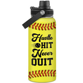 SANDJEST Softball Water Bottle 32oz Stainless Steel Insulated Bottles for Men Women Sports Lovers Fan Players Coach - Softball Gifts for Birthday Christmas