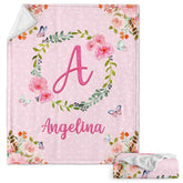 Personalized Baby Pink Blanket Monogram for Baby Girl