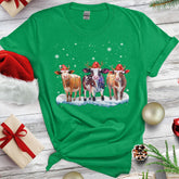 Personalized Christmas T-Shirt With A Cow Wearing A Hat