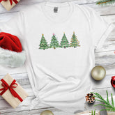 Personalized Christmas T-Shirt With A Motif Of Four Pine Trees