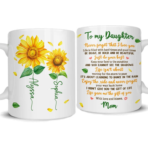 Personalized Daughter Mug Sunflowers Mom And Daughter