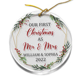 Personalized Acrylic Ornament First Xmas As Mr & Mrs