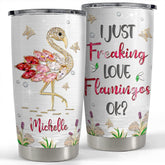 Personalized Flamingo Tumbler Pink Flamingo Jewelry For Animal Lover