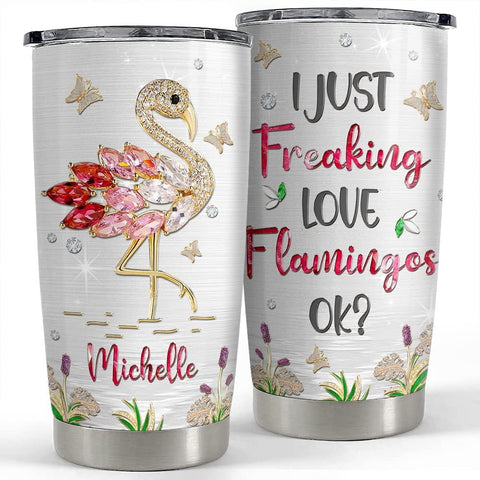 Personalized Flamingo Tumbler Pink Flamingo Jewelry For Animal Lover