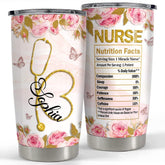 Personalized Nurse Tumbler Floral Nutrition Facts For Women Nurshes