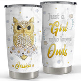 Personalized Owl Tumbler Jewelry Style Girl Loves Owls Lover Animal