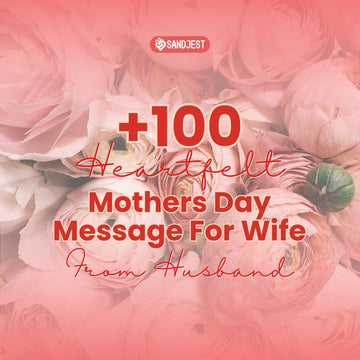 A collage of pink flowers highlighting over 100 heartfelt Mother's Day messages for a wife from her husband.