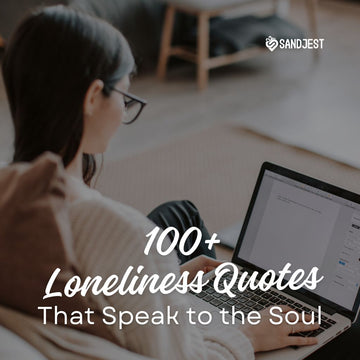 Woman working on a laptop, an image promoting an article with over 100 quotes about loneliness.