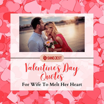 Heart-shaped confetti surrounding a loving quote for Valentine's Day against a vibrant backdrop, symbolizing romantic sentiments for a wife.