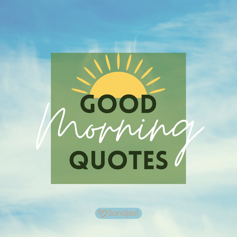 Sunrise over a serene park with a park bench, complemented by 'Good Morning Quotes' from SANDJEST to kickstart an energized day