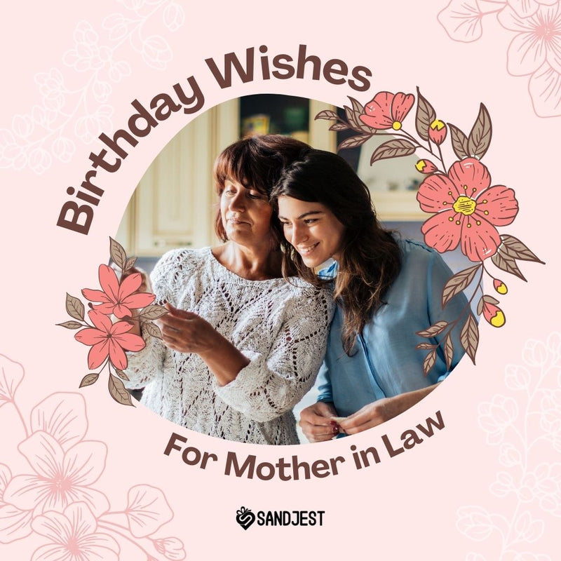 Daughter-in-law and mother-in-law sharing a birthday moment with floral themes from Sandjest