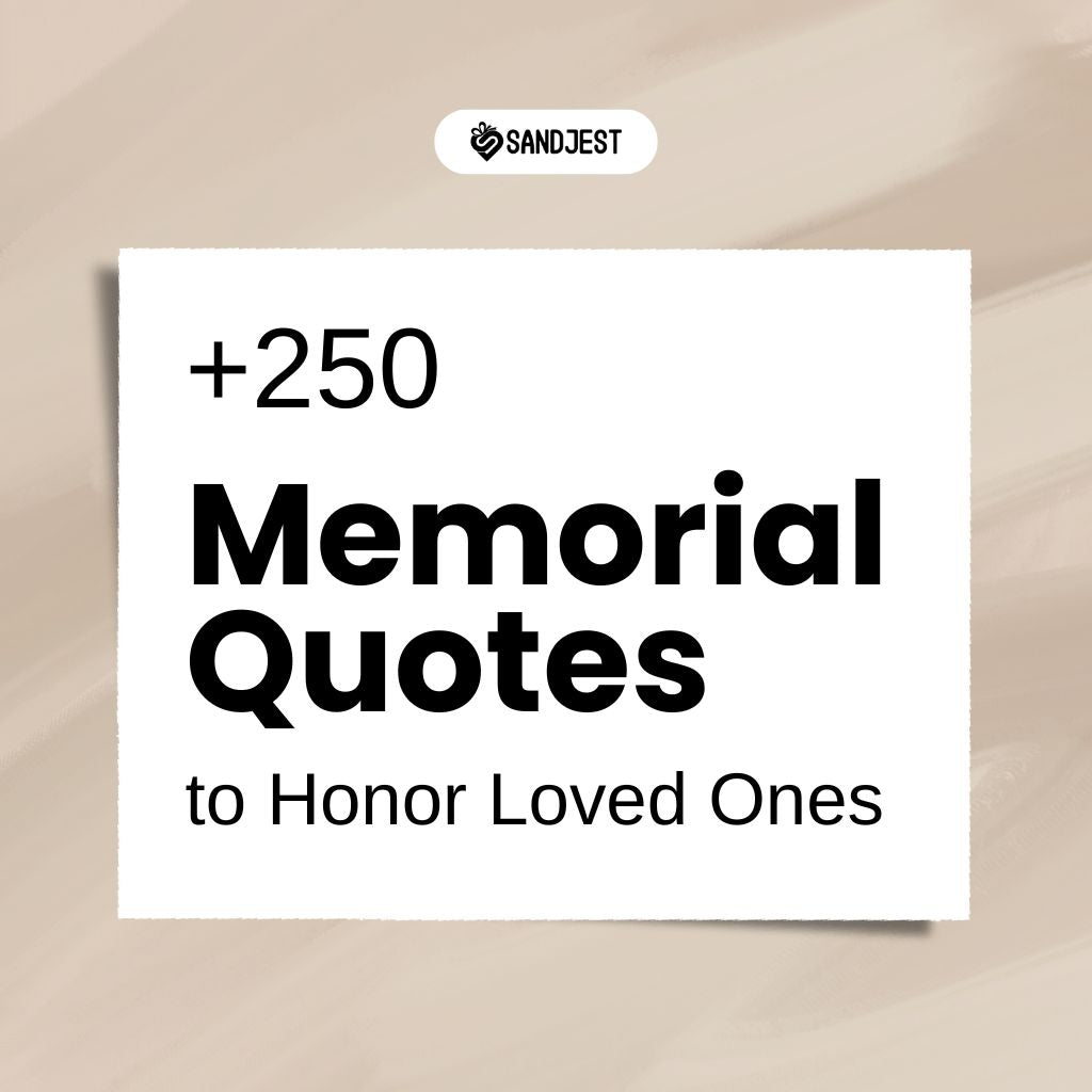 Bold text on a subtle background highlights a comprehensive collection of Memorial Quotes to honor loved ones.