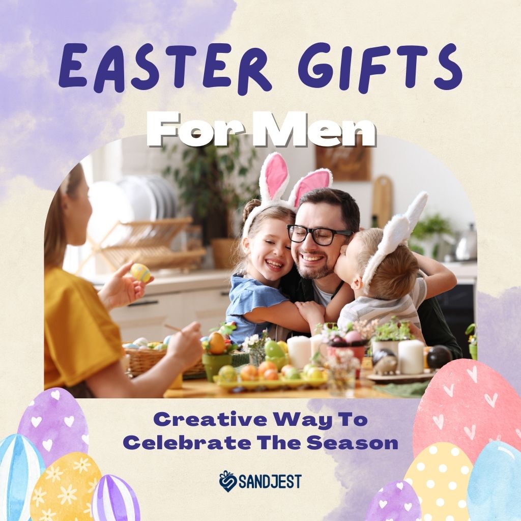 Assorted Easter gifts for men including gourmet treats, stylish accessories, and personalized items, representing ideal choices for the holiday.