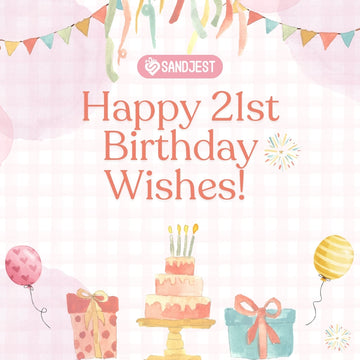 Happy 21st Birthday celebration with cake and balloons, showcasing love and joy. 