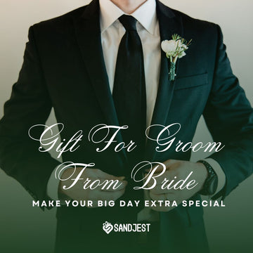 Happy groom with a thoughtful gift, symbolizing love and appreciation from the bride, perfect for gifts for groom from bride.