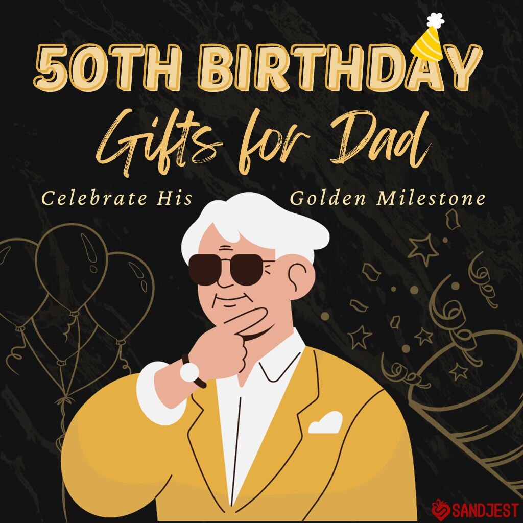 Compilation image showcasing the top 25 unforgettable 50th birthday gifts for dad.