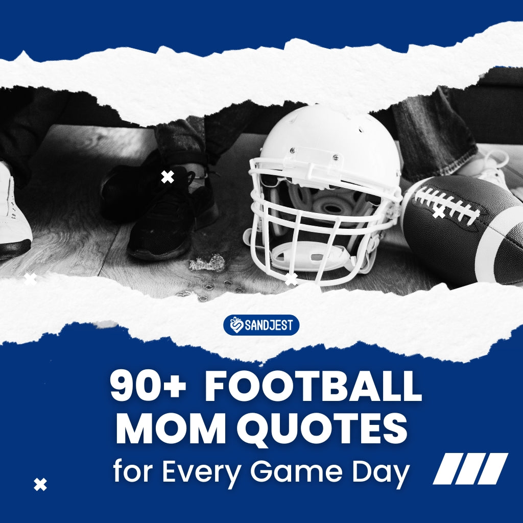 A collage of dynamic soccer moments with text highlighting a collection of 90+ heartfelt football mom quotes.