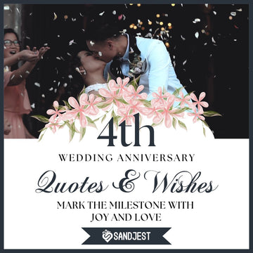 Couple celebrating their 4th anniversary with a romantic kiss amidst floral decorations.