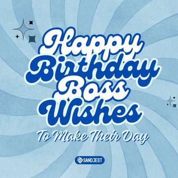 A blue-toned graphic with a celebratory message, 'Happy Birthday Boss Wishes' to express warm regards on their special day