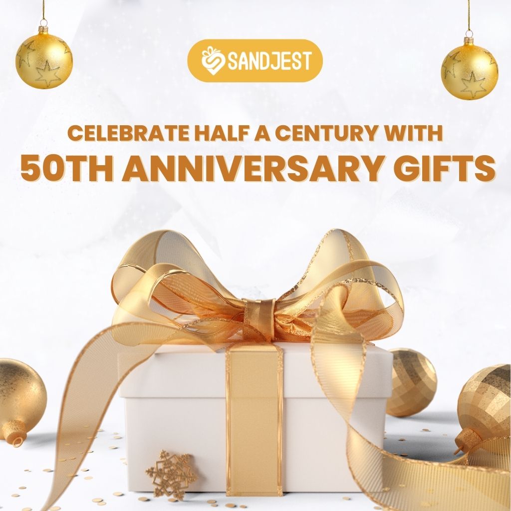 Celebrate Half a Century with Unique 50th Anniversary Gifts banner showcasing an array of thoughtful and personalized presents.