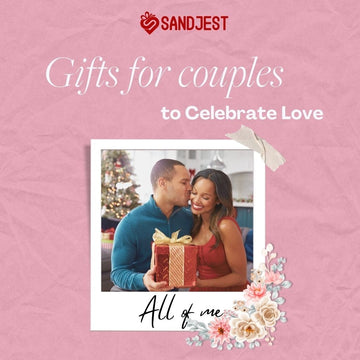 A collage of unique gifts for couples beautifully arranged to celebrate love and togetherness.