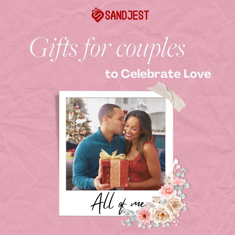 A collage of unique gifts for couples beautifully arranged to celebrate love and togetherness.