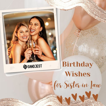 Two women clinking glasses, celebrating with joy, Sandjest Birthday Wishes for Sister in Law