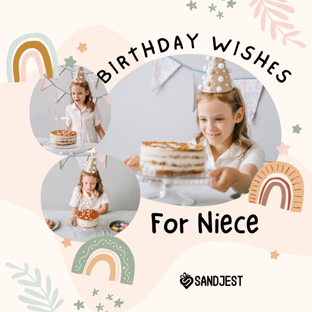 Birthday Wishes for Niece featuring joyful cake moments and Sandjest's signature style