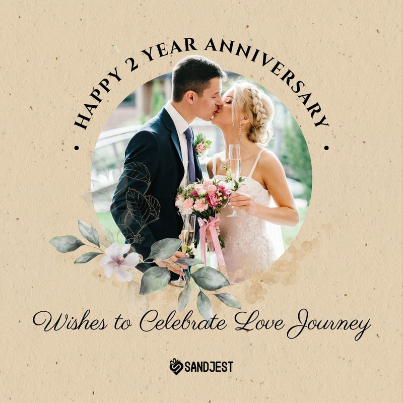 Couple toasting glasses on their 2nd wedding anniversary.