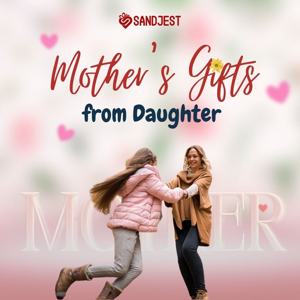 A beautiful image of a daughter presenting a thoughtful gift to her mother on Mother's Day, showcasing the special Mother's Day Gifts from Daughter connection.