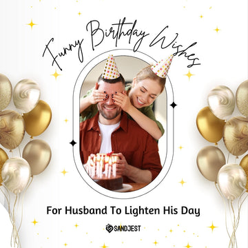  Happy couple celebrating with a birthday surprise as the wife covers the husband's eyes before revealing a cake.