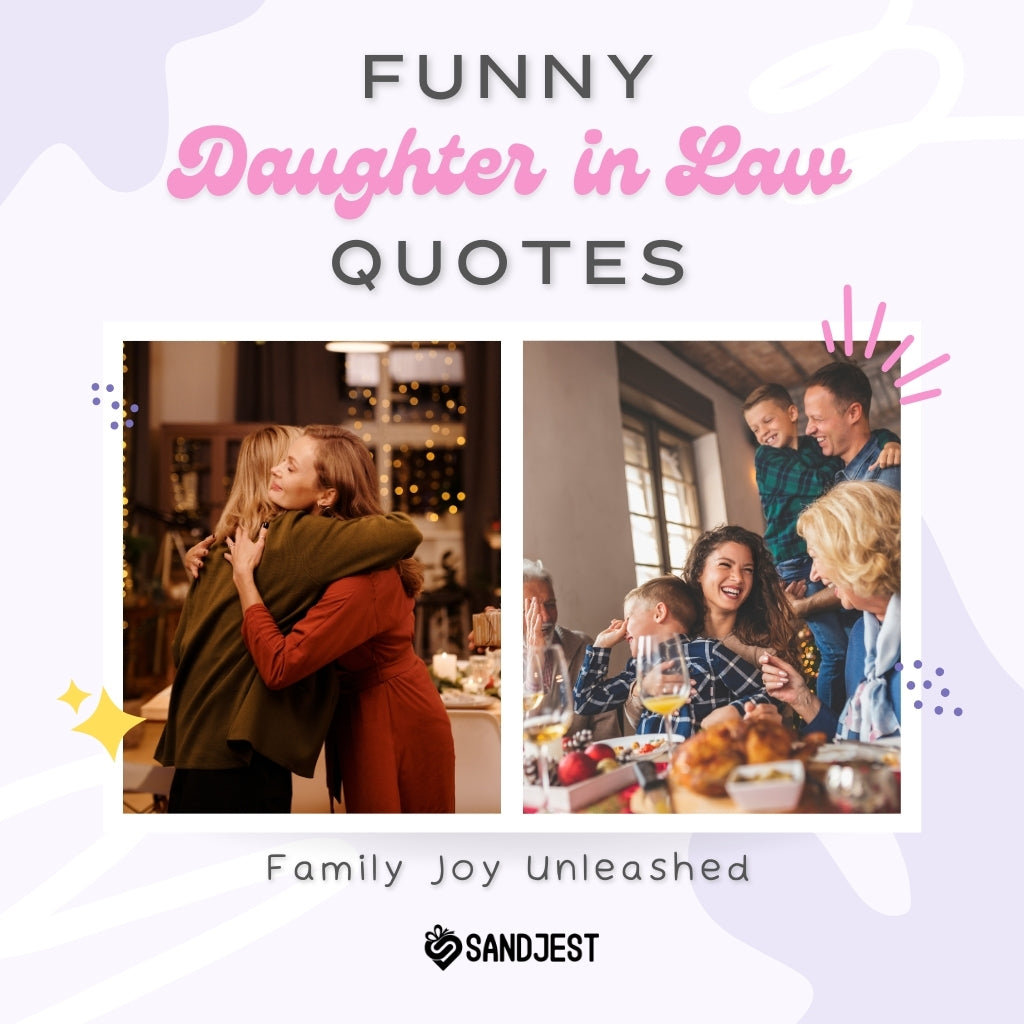 Happy family laughing together with 'Funny Daughter in Law Quotes - Family Joy Unleashed'