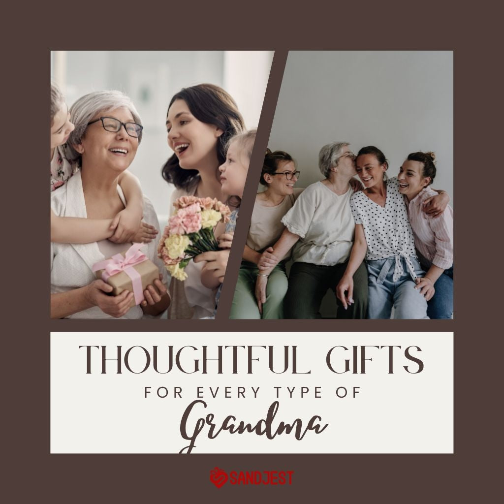 Assorted collection of 65+ thoughtful gifts for grandma, featuring a variety of unique items to suit every grandmother's personality and style.