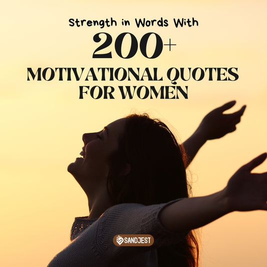 A joyful woman with arms wide open at sunset, encapsulating the essence of 200+ motivational quotes for women.