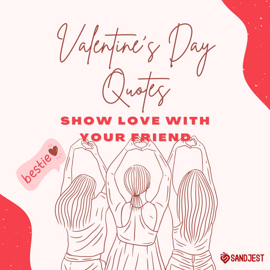 Heartwarming illustration of diverse friends sharing a moment, symbolizing sentimental Valentine's Day quotes for friendship.