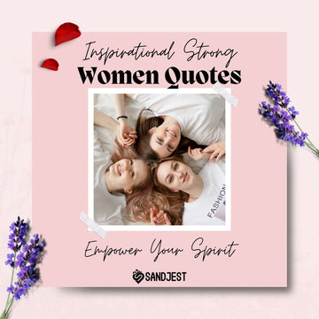 Three smiling women lying together with a text overlay 'Inspirational Strong Women Quotes' and 'Empower Your Spirit' 