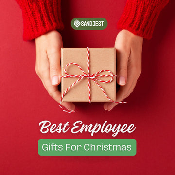 Hands holding a neatly wrapped Christmas gift with a festive ribbon - Best Employee Gifts for Christmas