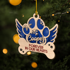 Personalized Pet Memorial Layered Wood Ornament Forever In Our Hearts
