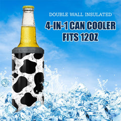 Personalized Cow Can Cooler Cowhide Doodle Farmers For Girl Women