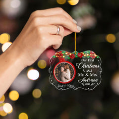 Personalized Couple Acrylic Ornament First Christmas As Mr And Mrs